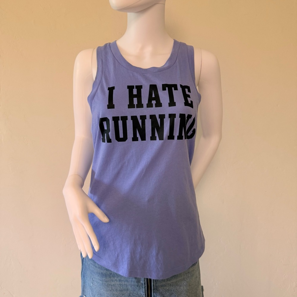 Pink Victoria's Secret Women I Hate Running Graphic Tank Top Purple Racerback XS
